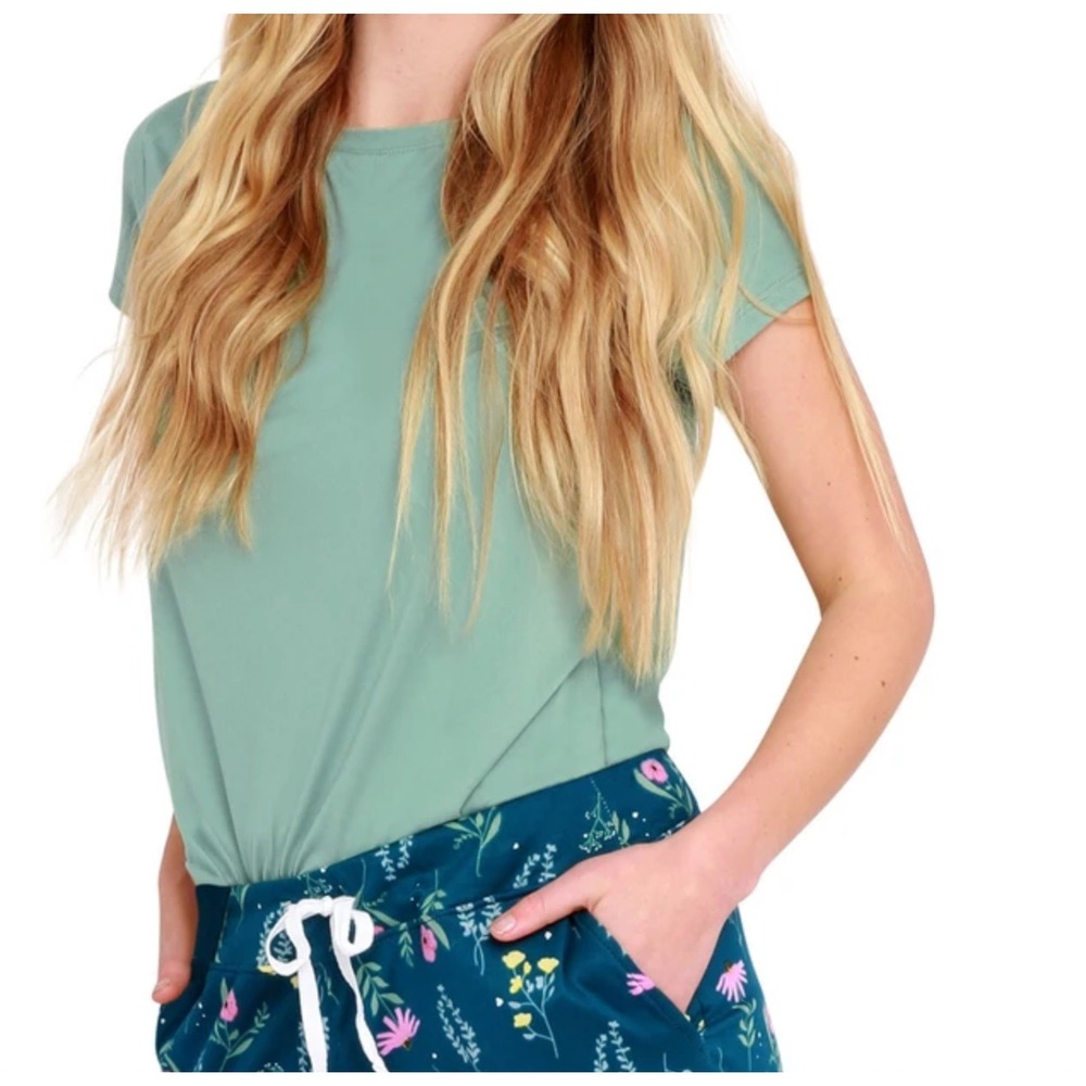 Hello Mello Green Sea Glass Dream Tee Short Sleeve Loungewear Women Large NWT